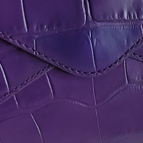 MICHAEL KORS Croc Embossed Envelope Clutch in Plum Color - Picture 5 of 11